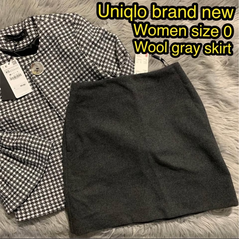 New Uniqlo wool blended women dark gray skirt size 0